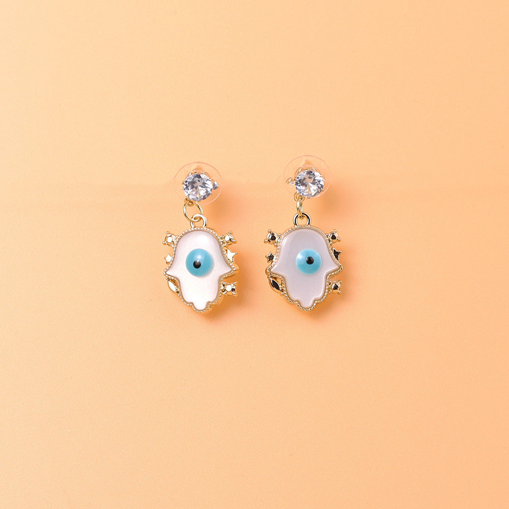 Venta al por mayor Pendientes de la aleación de la mariposa de la palma de la luna del ojo del diablo